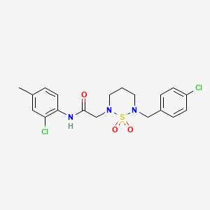 molecular formula C19H21Cl2N3O3S B2368359 2-[6-(4-chlorobenzyl)-1,1-dioxido-1,2,6-thiadiazinan-2-yl]-N-(2-chloro-4-methylphenyl)acetamide CAS No. 1031668-81-1