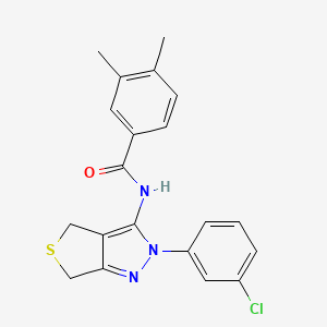 molecular formula C20H18ClN3OS B2368361 N-[2-(3-chlorophenyl)-4,6-dihydrothieno[3,4-c]pyrazol-3-yl]-3,4-dimethylbenzamide CAS No. 450340-85-9