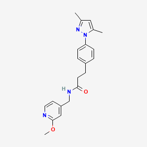 molecular formula C21H24N4O2 B2368363 3-(4-(3,5-dimethyl-1H-pyrazol-1-yl)phenyl)-N-((2-methoxypyridin-4-yl)methyl)propanamide CAS No. 2034451-74-4