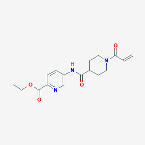 molecular formula C17H21N3O4 B2368367 Ethyl 5-[(1-prop-2-enoylpiperidine-4-carbonyl)amino]pyridine-2-carboxylate CAS No. 2361777-48-0