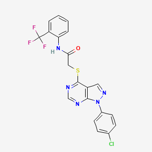 molecular formula C20H13ClF3N5OS B2368369 2-((1-(4-氯苯基)-1H-吡唑并[3,4-d]嘧啶-4-基)硫代)-N-(2-(三氟甲基)苯基)乙酰胺 CAS No. 893913-44-5