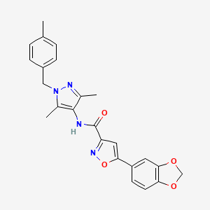 molecular formula C24H22N4O4 B2368371 5-(1,3-benzodioxol-5-yl)-N-[3,5-dimethyl-1-(4-methylbenzyl)-1H-pyrazol-4-yl]isoxazole-3-carboxamide CAS No. 955868-91-4