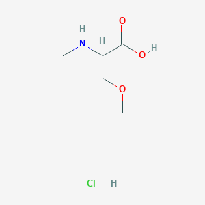 molecular formula C5H12ClNO3 B2368380 3-Methoxy-2-(methylamino)propanoic acid hydrochloride CAS No. 1485645-68-8