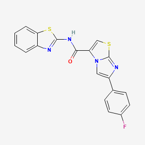 molecular formula C19H11FN4OS2 B2368403 N-(苯并[d]噻唑-2-基)-6-(4-氟苯基)咪唑并[2,1-b]噻唑-3-甲酰胺 CAS No. 1049364-95-5