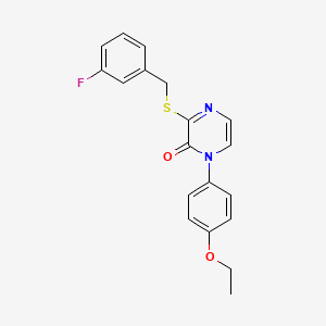 molecular formula C19H17FN2O2S B2368414 1-(4-Ethoxyphenyl)-3-[(3-fluorophenyl)methylsulfanyl]pyrazin-2-one CAS No. 899945-09-6