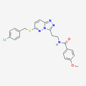 molecular formula C22H20ClN5O2S B2368424 N-(2-(6-((4-chlorobenzyl)thio)-[1,2,4]triazolo[4,3-b]pyridazin-3-yl)ethyl)-4-methoxybenzamide CAS No. 872996-19-5