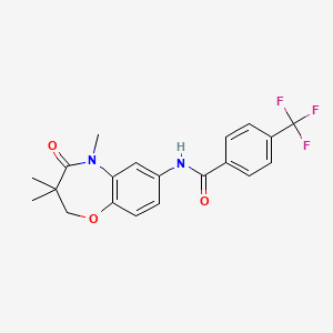 molecular formula C20H19F3N2O3 B2368426 4-(trifluoromethyl)-N-(3,3,5-trimethyl-4-oxo-2,3,4,5-tetrahydrobenzo[b][1,4]oxazepin-7-yl)benzamide CAS No. 921836-34-2
