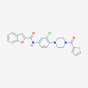 molecular formula C24H20ClN3O3S B236843 N-{3-chloro-4-[4-(2-thienylcarbonyl)-1-piperazinyl]phenyl}-1-benzofuran-2-carboxamide 