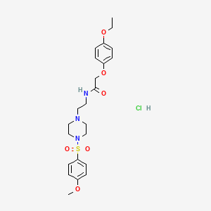 molecular formula C23H32ClN3O6S B2368431 2-(4-ethoxyphenoxy)-N-(2-(4-((4-methoxyphenyl)sulfonyl)piperazin-1-yl)ethyl)acetamide hydrochloride CAS No. 1189888-55-8