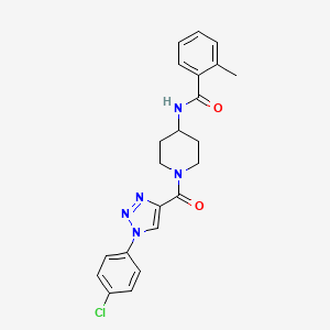 molecular formula C22H22ClN5O2 B2368432 N-(1-(1-(4-氯苯基)-1H-1,2,3-三唑-4-羰基)哌啶-4-基)-2-甲基苯甲酰胺 CAS No. 1251556-56-5