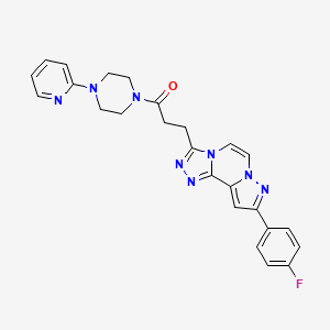 molecular formula C25H23FN8O B2368443 9-(4-Fluorophenyl)-3-[3-oxo-3-(4-pyridin-2-ylpiperazin-1-yl)propyl]pyrazolo[1,5-a][1,2,4]triazolo[3,4-c]pyrazine CAS No. 1207039-27-7