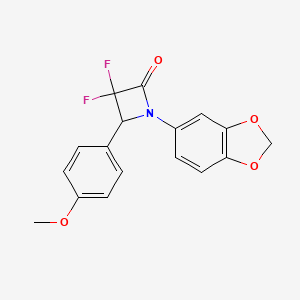 molecular formula C17H13F2NO4 B2368447 1-(1,3-Benzodioxol-5-yl)-3,3-difluoro-4-(4-methoxyphenyl)azetidin-2-one CAS No. 326869-08-3
