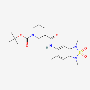 molecular formula C20H30N4O5S B2368452 Tert-butyl 3-((1,3,6-trimethyl-2,2-dioxido-1,3-dihydrobenzo[c][1,2,5]thiadiazol-5-yl)carbamoyl)piperidine-1-carboxylate CAS No. 2034485-71-5