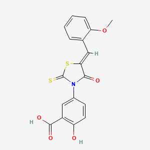 2-hydroxy-5-[(5Z)-5-[(2-methoxyphenyl)methylidene]-4-oxo-2-sulfanylidene-1,3-thiazolidin-3-yl]benzoic acid