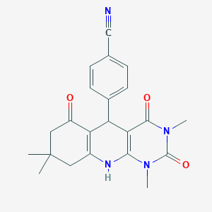 4-(1,3,8,8-Tetramethyl-2,4,6-trioxo-1,2,3,4,5,6,7,8,9,10-decahydropyrimido[4,5-b]quinolin-5-yl)benzonitrile