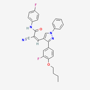molecular formula C29H24F2N4O2 B2368466 (Z)-3-[3-(4-Butoxy-3-fluorophenyl)-1-phenylpyrazol-4-yl]-2-cyano-N-(4-fluorophenyl)prop-2-enamide CAS No. 1020186-28-0