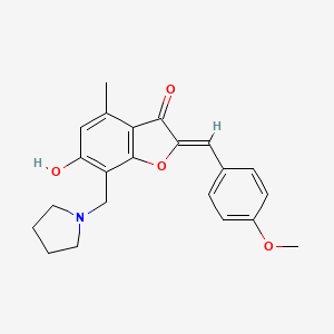 molecular formula C22H23NO4 B2368468 (Z)-6-hydroxy-2-(4-methoxybenzylidene)-4-methyl-7-(pyrrolidin-1-ylmethyl)benzofuran-3(2H)-one CAS No. 904008-34-0