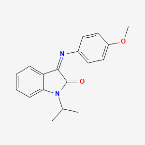 molecular formula C18H18N2O2 B2368476 1-isopropyl-3-[(4-methoxyphenyl)imino]-1,3-dihydro-2H-indol-2-one CAS No. 338414-78-1