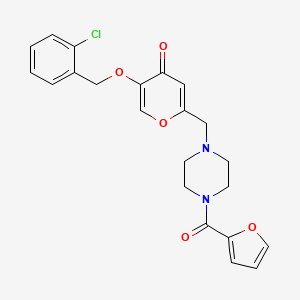 molecular formula C22H21ClN2O5 B2368482 5-((2-chlorobenzyl)oxy)-2-((4-(furan-2-carbonyl)piperazin-1-yl)methyl)-4H-pyran-4-one CAS No. 898421-12-0