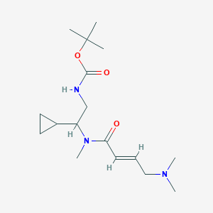 molecular formula C17H31N3O3 B2368488 Tert-butyl N-[2-cyclopropyl-2-[[(E)-4-(dimethylamino)but-2-enoyl]-methylamino]ethyl]carbamate CAS No. 2411324-70-2