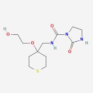 molecular formula C12H21N3O4S B2368494 N-((4-(2-羟乙氧基)四氢-2H-硫代吡喃-4-基)甲基)-2-氧代咪唑烷-1-甲酰胺 CAS No. 2309597-32-6