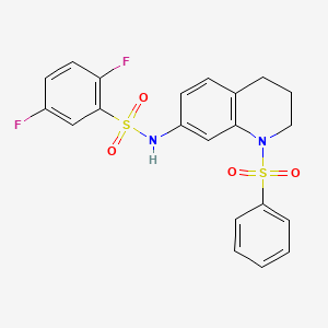 molecular formula C21H18F2N2O4S2 B2368498 2,5-二氟-N-(1-(苯磺酰基)-1,2,3,4-四氢喹啉-7-基)苯磺酰胺 CAS No. 1171578-66-7