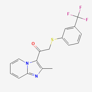 molecular formula C17H13F3N2OS B2368499 1-(2-甲基咪唑并[1,2-a]吡啶-3-基)-2-{[3-(三氟甲基)苯基]硫代}-1-乙酮 CAS No. 478029-72-0