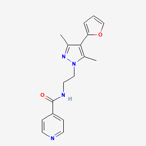 molecular formula C17H18N4O2 B2368503 N-(2-(4-(furan-2-yl)-3,5-dimethyl-1H-pyrazol-1-yl)ethyl)isonicotinamide CAS No. 2034552-56-0