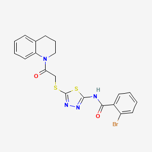 molecular formula C20H17BrN4O2S2 B2368536 2-bromo-N-[5-[2-(3,4-dihydro-2H-quinolin-1-yl)-2-oxoethyl]sulfanyl-1,3,4-thiadiazol-2-yl]benzamide CAS No. 389072-58-6