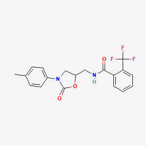 molecular formula C19H17F3N2O3 B2368540 N-((2-oxo-3-(p-tolyl)oxazolidin-5-yl)methyl)-2-(trifluoromethyl)benzamide CAS No. 954615-68-0