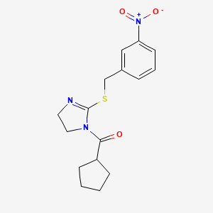 molecular formula C16H19N3O3S B2368541 cyclopentyl(2-((3-nitrobenzyl)thio)-4,5-dihydro-1H-imidazol-1-yl)methanone CAS No. 851808-43-0