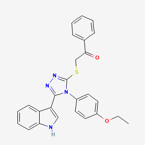 molecular formula C26H22N4O2S B2368542 2-((4-(4-ethoxyphenyl)-5-(1H-indol-3-yl)-4H-1,2,4-triazol-3-yl)thio)-1-phenylethanone CAS No. 946359-37-1