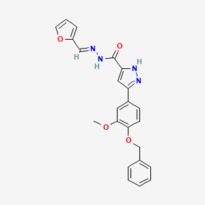 molecular formula C23H20N4O4 B2368548 3-[4-(benzyloxy)-3-methoxyphenyl]-N'-[(E)-furan-2-ylmethylidene]-1H-pyrazole-5-carbohydrazide CAS No. 1027611-12-6