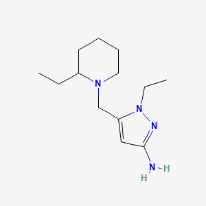 molecular formula C13H24N4 B2368560 1-ethyl-5-[(2-ethylpiperidin-1-yl)methyl]-1H-pyrazol-3-amine CAS No. 1856049-28-9