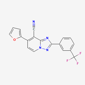 molecular formula C18H9F3N4O B2368567 7-(2-Furyl)-2-[3-(trifluoromethyl)phenyl][1,2,4]triazolo[1,5-a]pyridine-8-carbonitrile CAS No. 866144-77-6