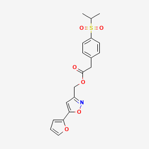 molecular formula C19H19NO6S B2368572 (5-(Furan-2-yl)isoxazol-3-yl)methyl 2-(4-(isopropylsulfonyl)phenyl)acetate CAS No. 1203319-97-4