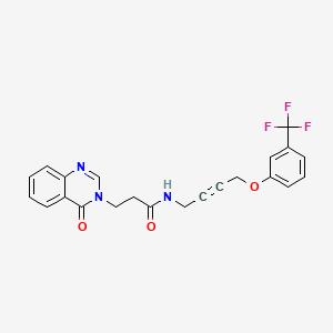molecular formula C22H18F3N3O3 B2368573 3-(4-oxoquinazolin-3(4H)-yl)-N-(4-(3-(trifluoromethyl)phenoxy)but-2-yn-1-yl)propanamide CAS No. 1421456-77-0