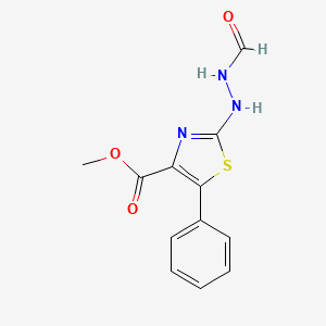 molecular formula C12H11N3O3S B2368574 Methyl 2-(2-formylhydrazino)-5-phenyl-1,3-thiazole-4-carboxylate CAS No. 168482-02-8