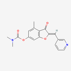 molecular formula C18H16N2O4 B2368579 (Z)-4-methyl-3-oxo-2-(pyridin-3-ylmethylene)-2,3-dihydrobenzofuran-6-yl dimethylcarbamate CAS No. 904010-06-6