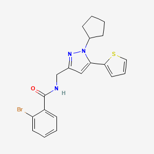 molecular formula C20H20BrN3OS B2368590 2-溴-N-((1-环戊基-5-(噻吩-2-基)-1H-吡唑-3-基)甲基)苯甲酰胺 CAS No. 1421523-95-6