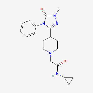 molecular formula C19H25N5O2 B2368604 N-Cyclopropyl-2-[4-(1-methyl-5-oxo-4-phenyl-1,2,4-triazol-3-yl)piperidin-1-yl]acetamide CAS No. 1396868-77-1