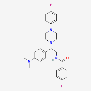 molecular formula C27H30F2N4O B2368618 N-(2-(4-(dimethylamino)phenyl)-2-(4-(4-fluorophenyl)piperazin-1-yl)ethyl)-4-fluorobenzamide CAS No. 946365-30-6