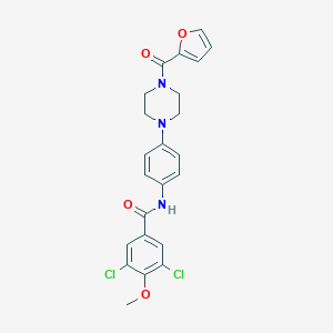 molecular formula C23H21Cl2N3O4 B236863 3,5-dichloro-N-{4-[4-(2-furoyl)-1-piperazinyl]phenyl}-4-methoxybenzamide 