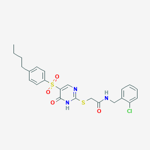 molecular formula C23H24ClN3O4S2 B2368630 2-((5-((4-butylphenyl)sulfonyl)-6-oxo-1,6-dihydropyrimidin-2-yl)thio)-N-(2-chlorobenzyl)acetamide CAS No. 1223788-20-2