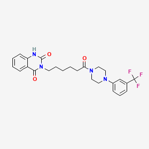 molecular formula C25H27F3N4O3 B2368634 3-(6-氧代-6-(4-(3-(三氟甲基)苯基)哌嗪-1-基)己基)喹唑啉-2,4(1H,3H)-二酮 CAS No. 896383-93-0