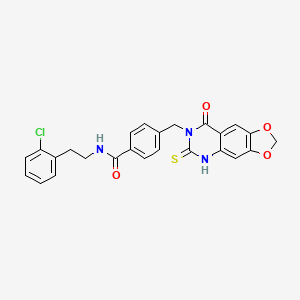 molecular formula C25H20ClN3O4S B2368637 N-[2-(2-chlorophenyl)ethyl]-4-({8-oxo-6-sulfanylidene-2H,5H,6H,7H,8H-[1,3]dioxolo[4,5-g]quinazolin-7-yl}methyl)benzamide CAS No. 688055-78-9