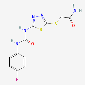 molecular formula C11H10FN5O2S2 B2368638 2-[[5-[(4-Fluorophenyl)carbamoylamino]-1,3,4-thiadiazol-2-yl]sulfanyl]acetamide CAS No. 886935-11-1