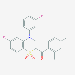 molecular formula C23H17F2NO3S B2368653 (2,4-二甲苯基)(6-氟-4-(3-氟苯基)-1,1-二氧化-4H-苯并[b][1,4]噻嗪-2-基)甲苯酮 CAS No. 1114657-64-5