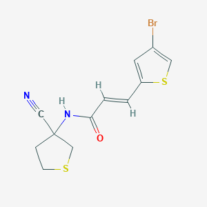 molecular formula C12H11BrN2OS2 B2368680 (E)-3-(4-溴噻吩-2-基)-N-(3-氰基硫烷-3-基)丙-2-烯酰胺 CAS No. 1436373-09-9