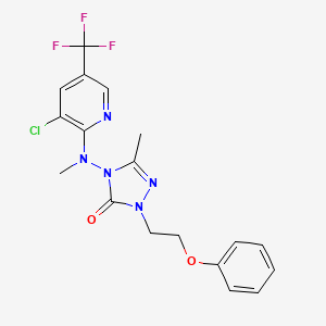 molecular formula C18H17ClF3N5O2 B2368682 4-[[3-chloro-5-(trifluoromethyl)-2-pyridinyl](methyl)amino]-5-methyl-2-(2-phenoxyethyl)-2,4-dihydro-3H-1,2,4-triazol-3-one CAS No. 860789-11-3